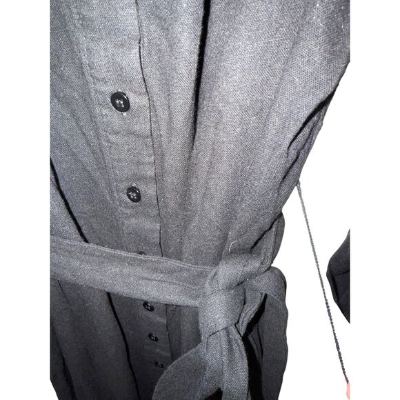 Eloquii Linen Blend Off Shoulder Peasant Dress Black Tie Waist 18/20 - Picture 5 of 5